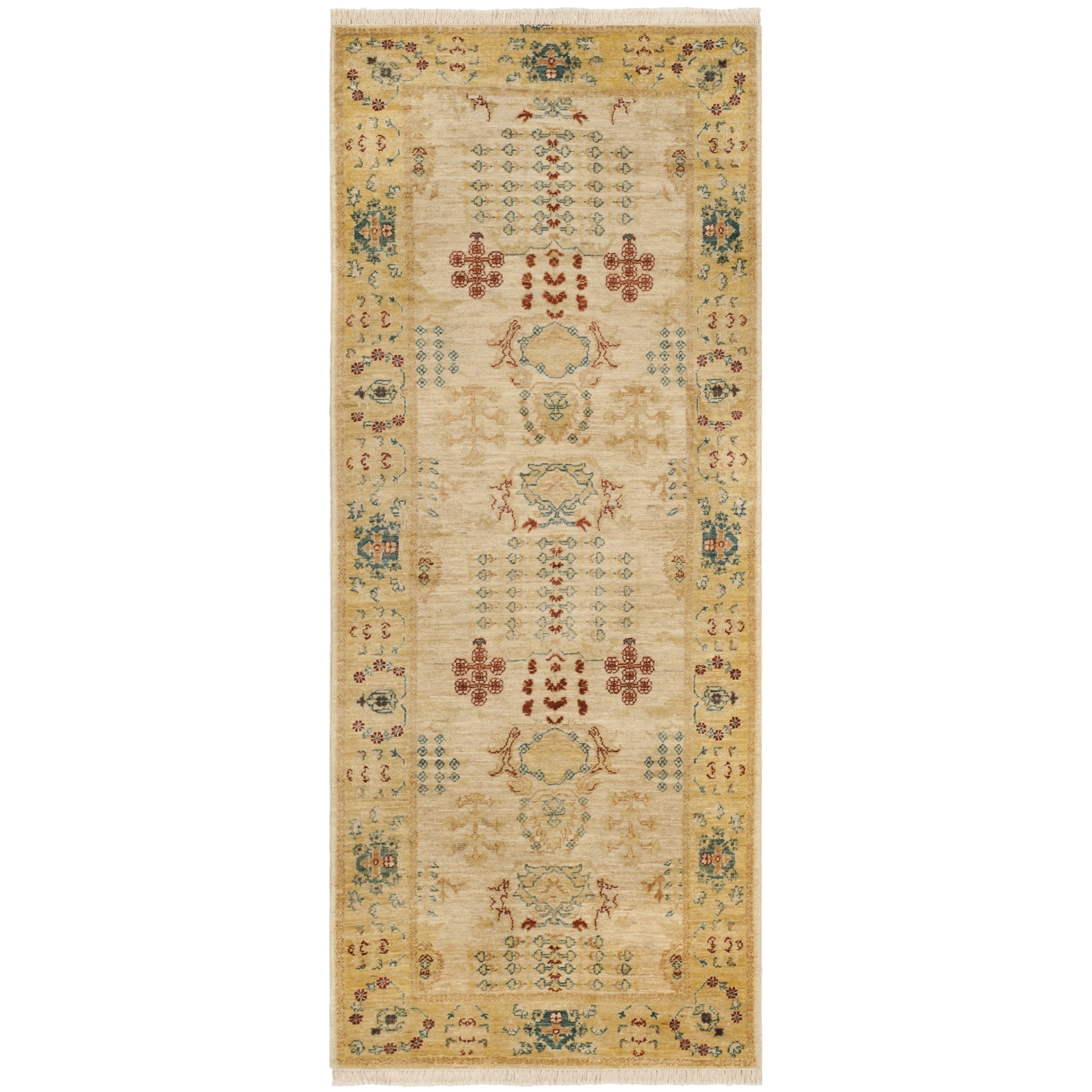 Safavieh Hand knotted Peshawar Vegetable Dye Ivory/ Gold Wool Rug (3 X 10)