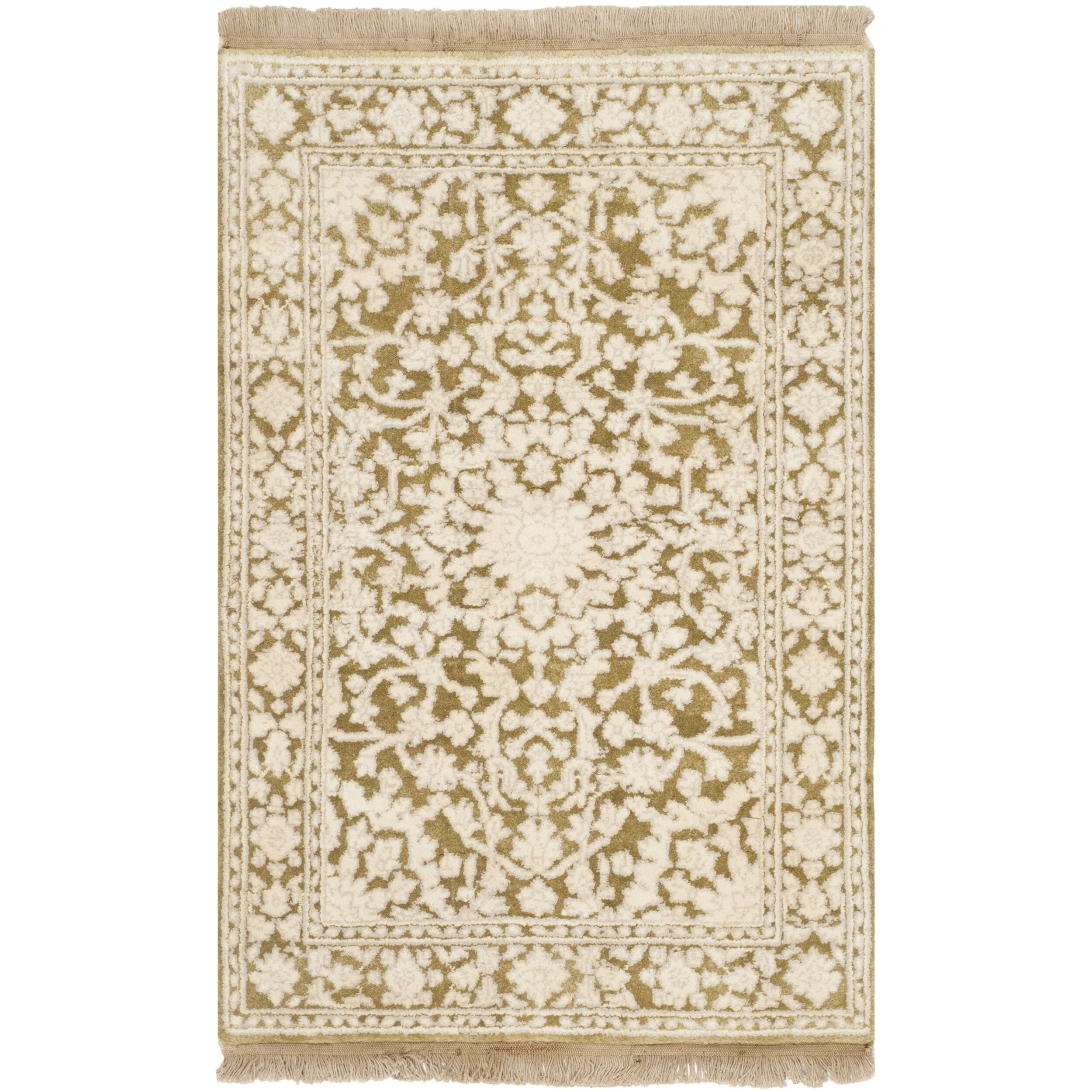 Safavieh Hand knotted Ganges River Ivory/ Green Wool Rug (3 X 5)