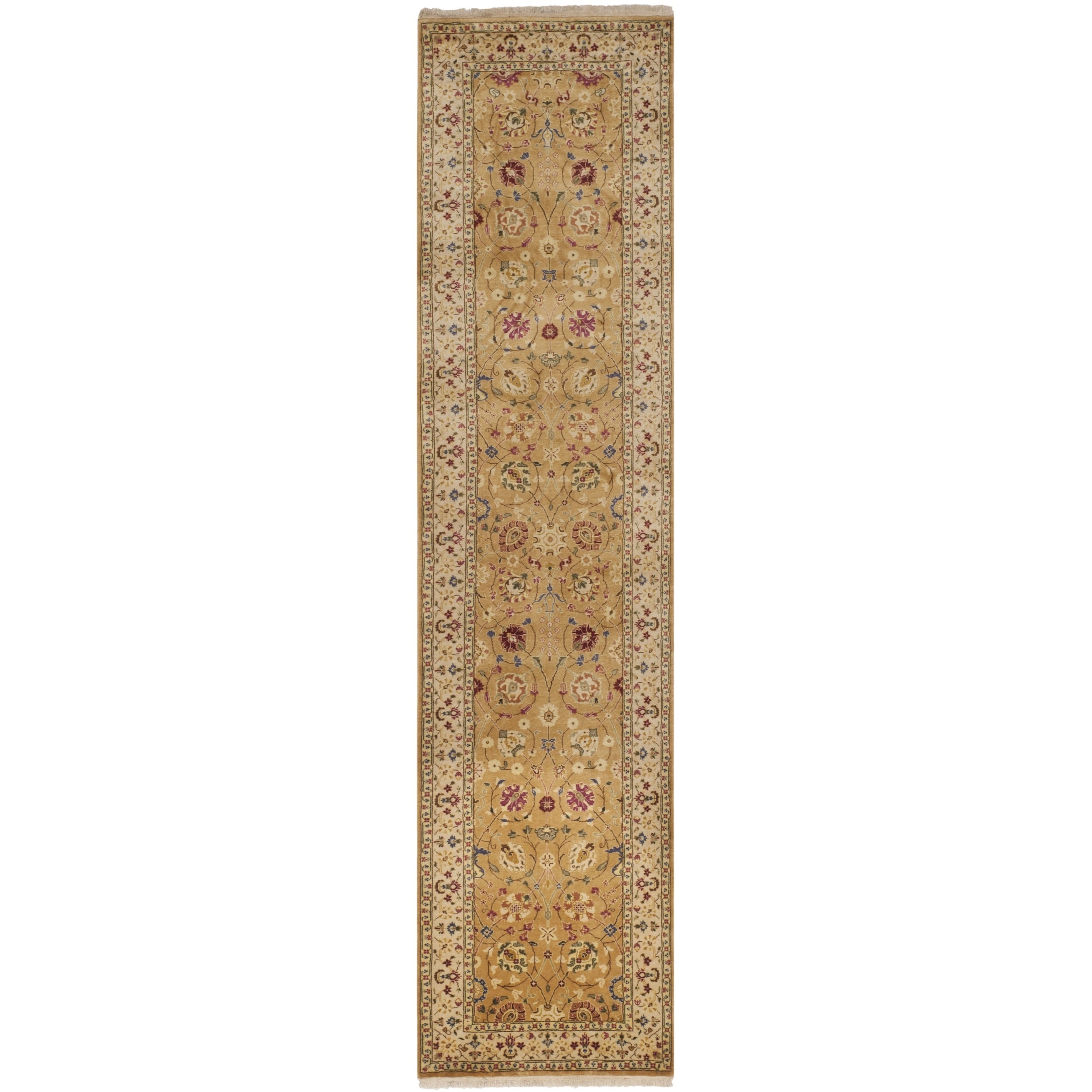 Safavieh Hand knotted Ganges River Gold/ Ivory Wool Rug (26 X 12)