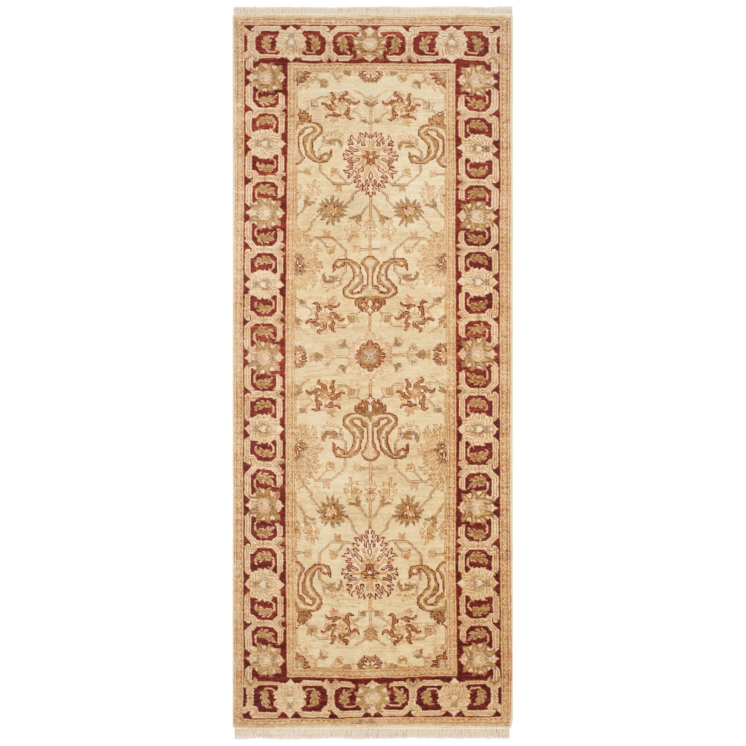 Safavieh Hand knotted Peshawar Vegetable Dye Ivory/ Red Wool Rug (3 X 10)