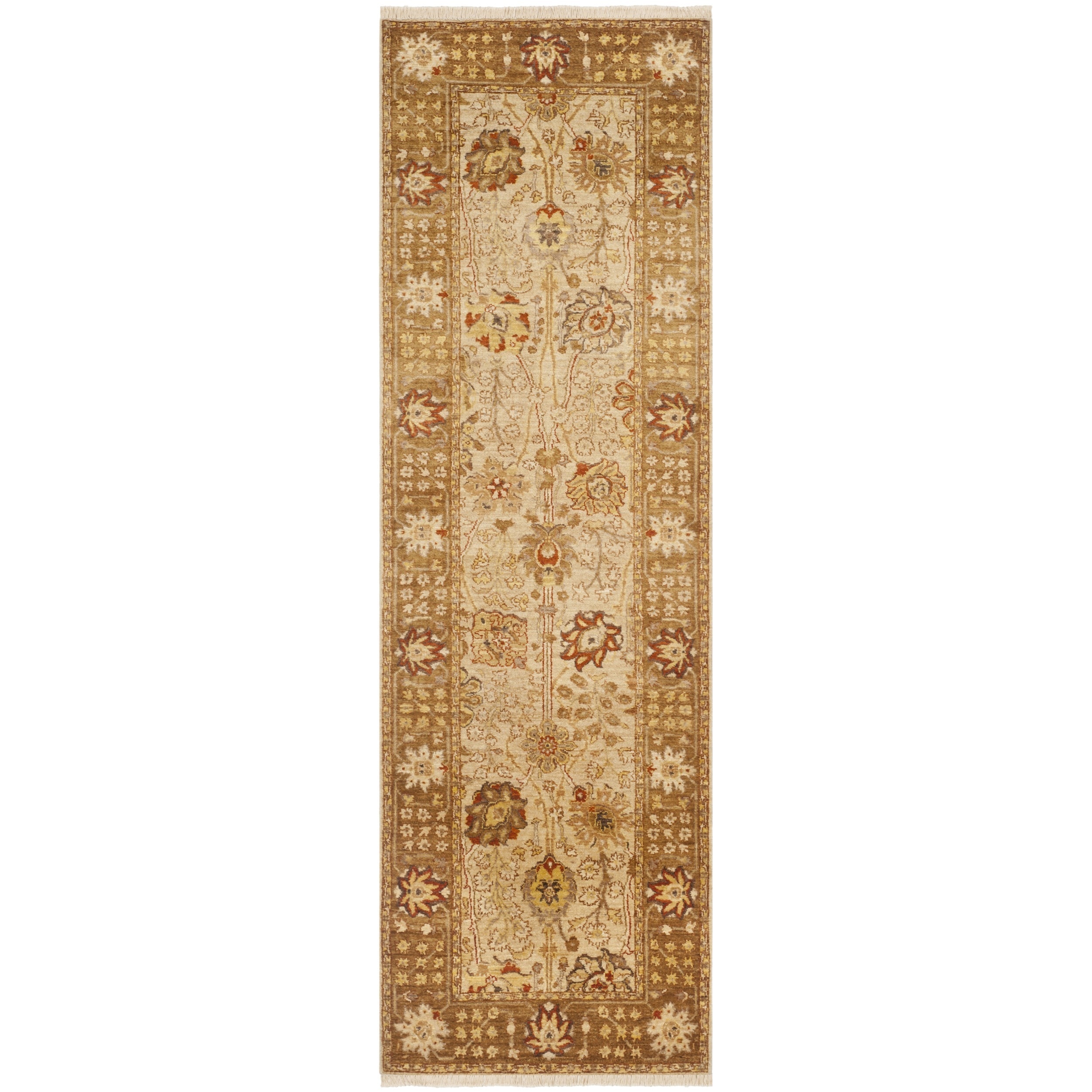 Safavieh Hand knotted Peshawar Vegetable Dye Ivory/ Gold Wool Rug (3 X 10)