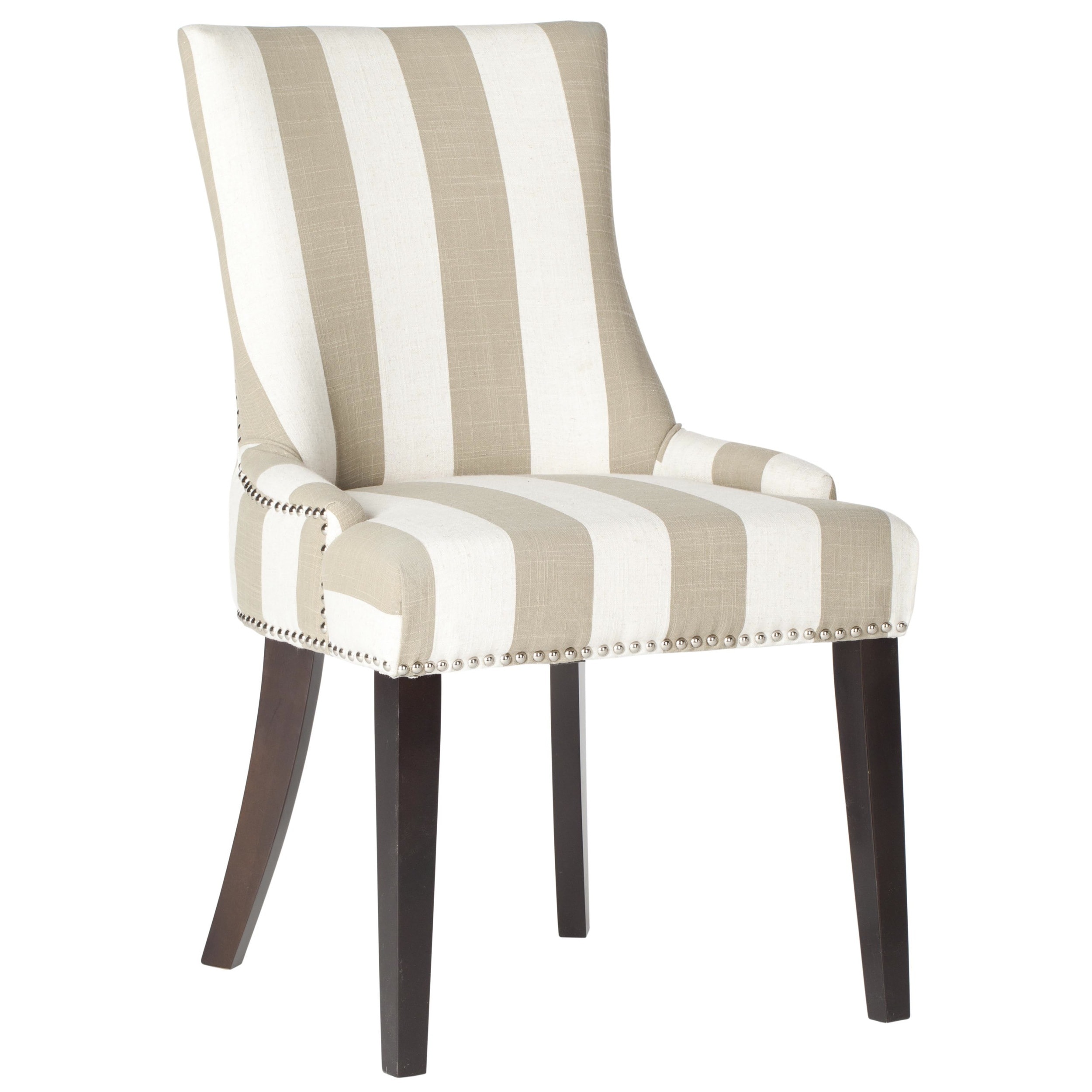 Safavieh En Vogue Dining Lester Taupe/White Stripe Polyester Blend Dining  Chairs (Set of 2) (As Is Item) - Bed Bath & Beyond - 16589787