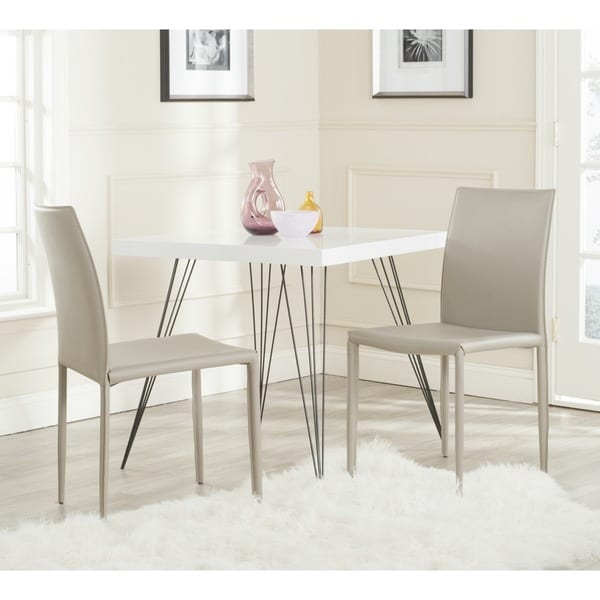 Safavieh Mid Century Dining Karna Light Grey Bonded Leather Safavieh Mid Century Dining Karna Light Grey Bonded Leather Chairs Set Of 2