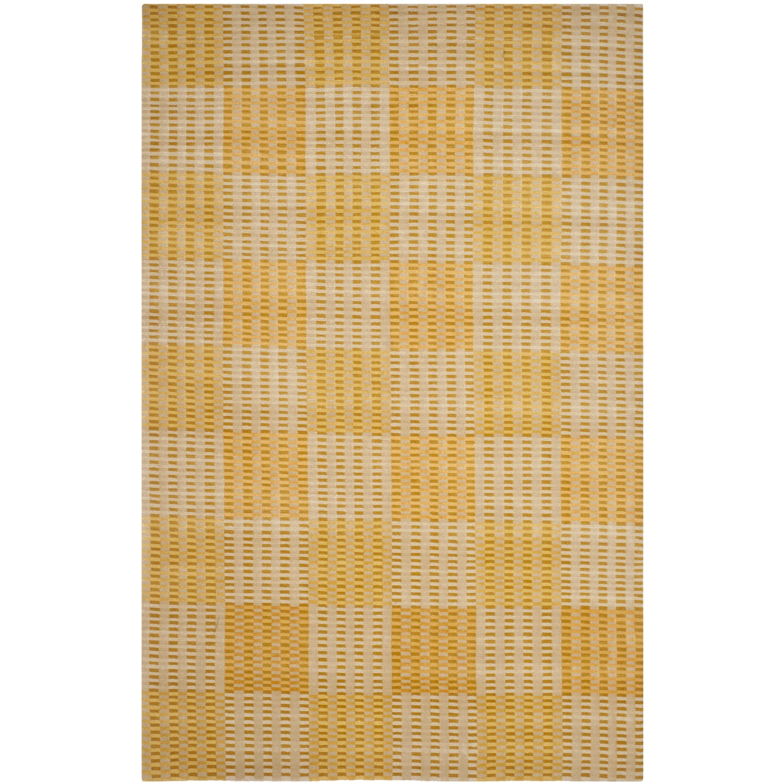 Safavieh Hand knotted Nepalese Creme/ Yellow Wool/ Silk Rug (6 X 9)