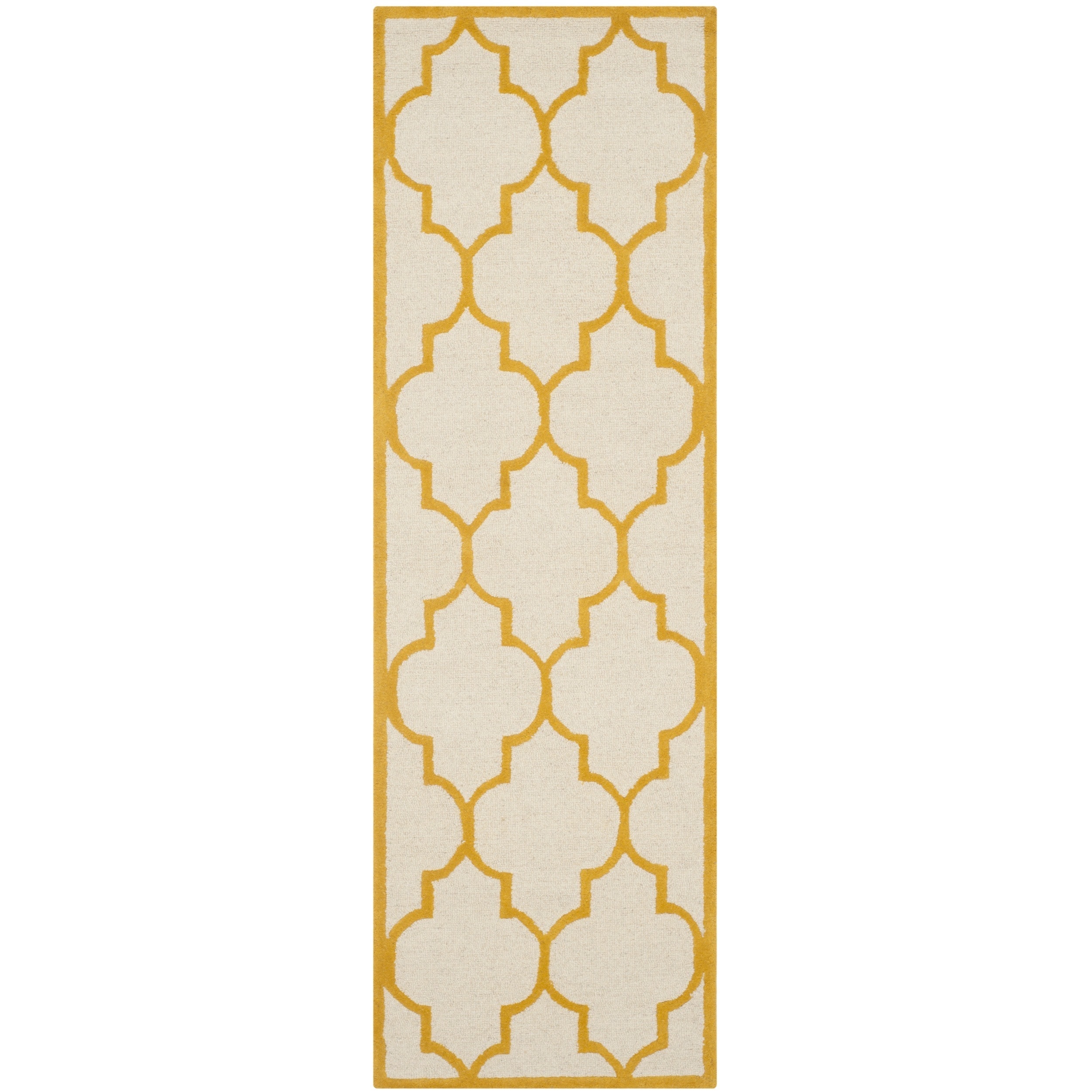 Safavieh Handmade Moroccan Cambridge Ivory/ Gold Wool Rug (26 X 8)