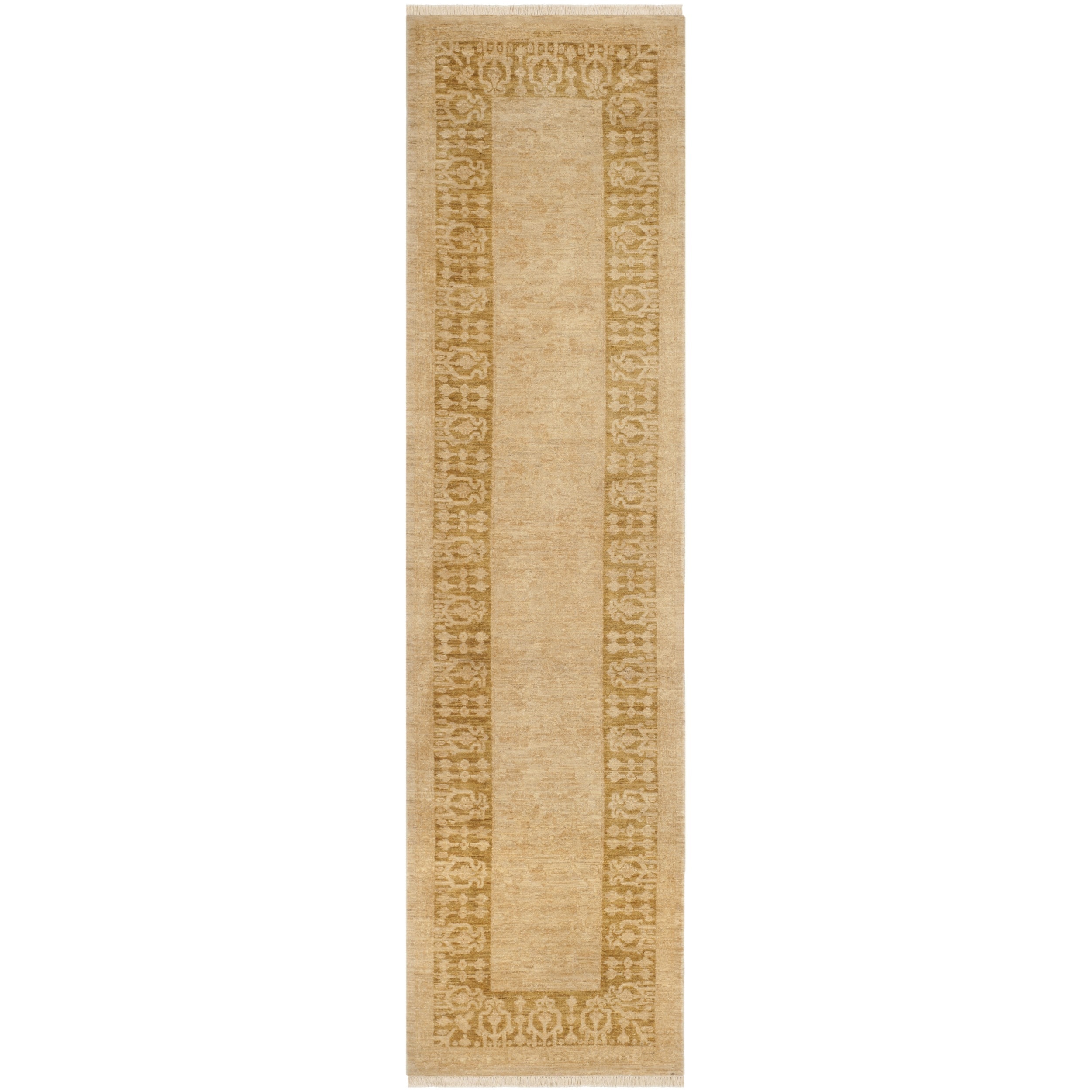 Safavieh Hand knotted Peshawar Vegetable Dye Ivory/ Olive Wool Rug (3 X 12)