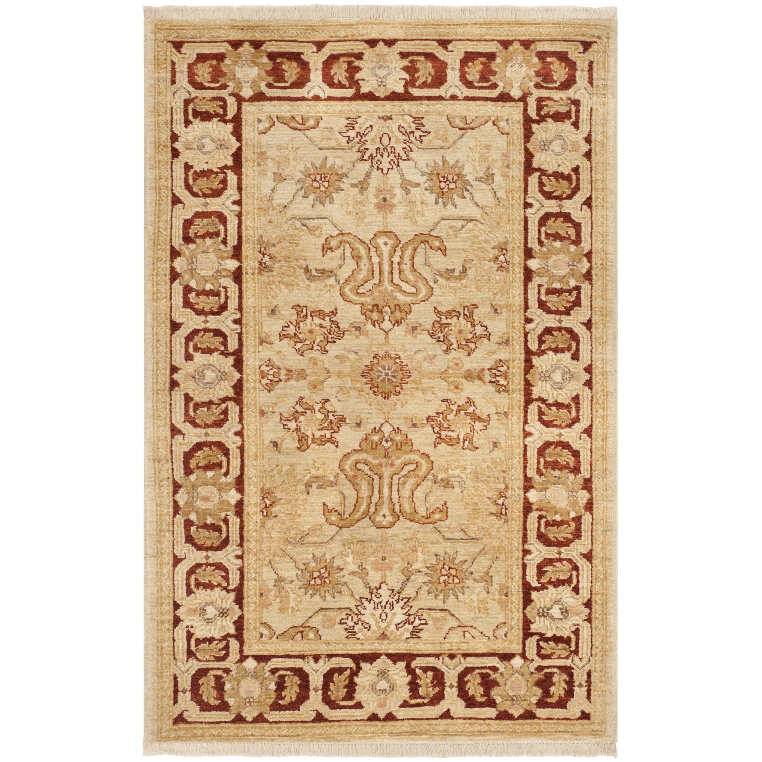 Safavieh Hand knotted Peshawar Vegetable Dye Ivory/ Red Wool Rug (3 X 5)