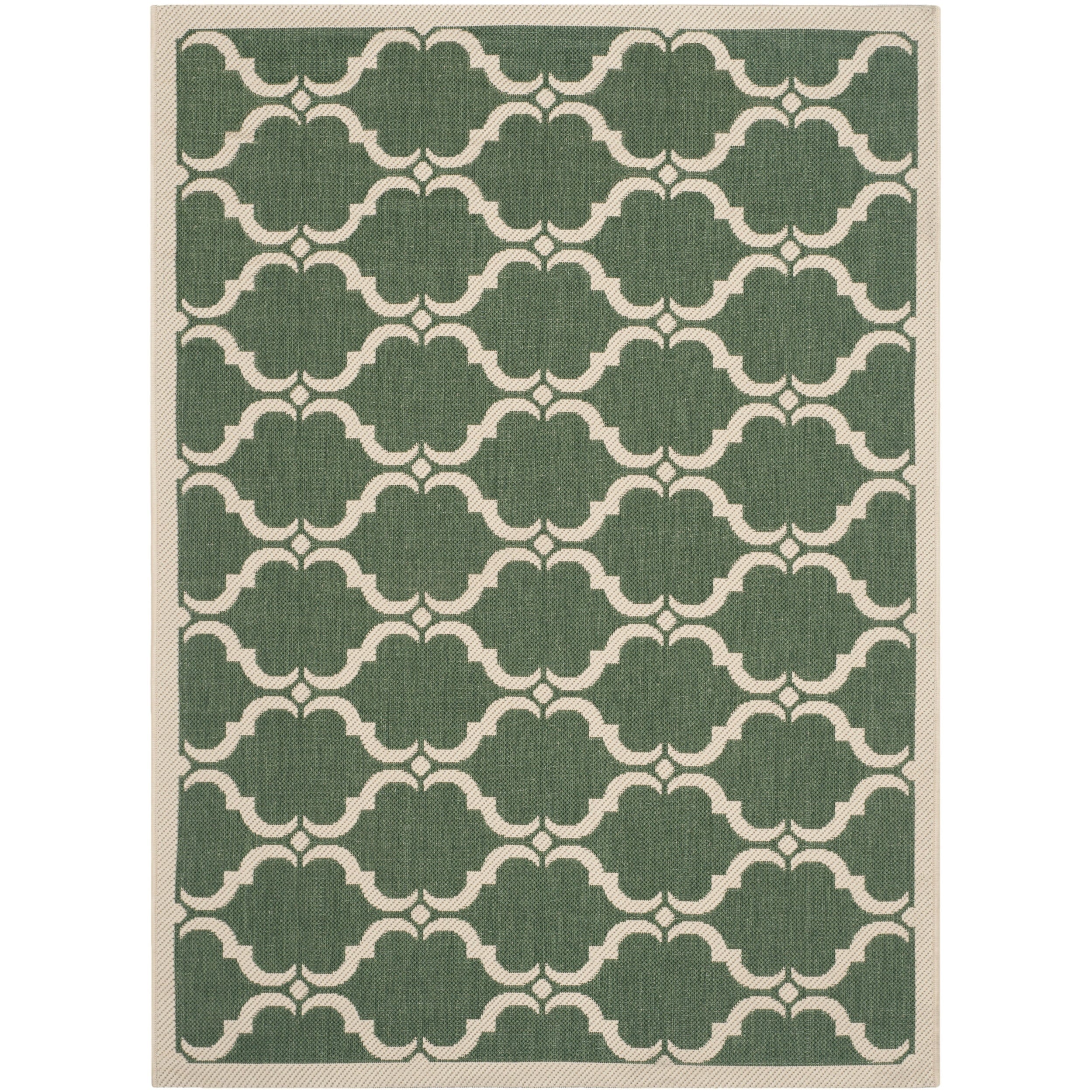 Safavieh Indoor/ Outdoor Moroccan Courtyard Dark Green/ Beige Rug (4 X 57)