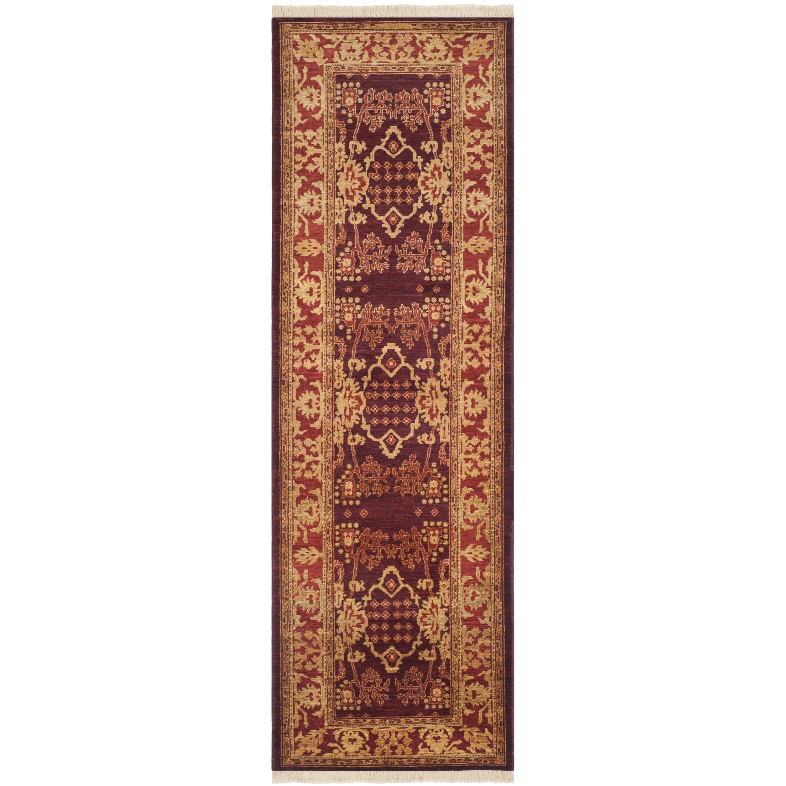 Safavieh Hand knotted Peshawar Vegetable Dye Burgundy/ Bronze Wool Rug (3 X 14)