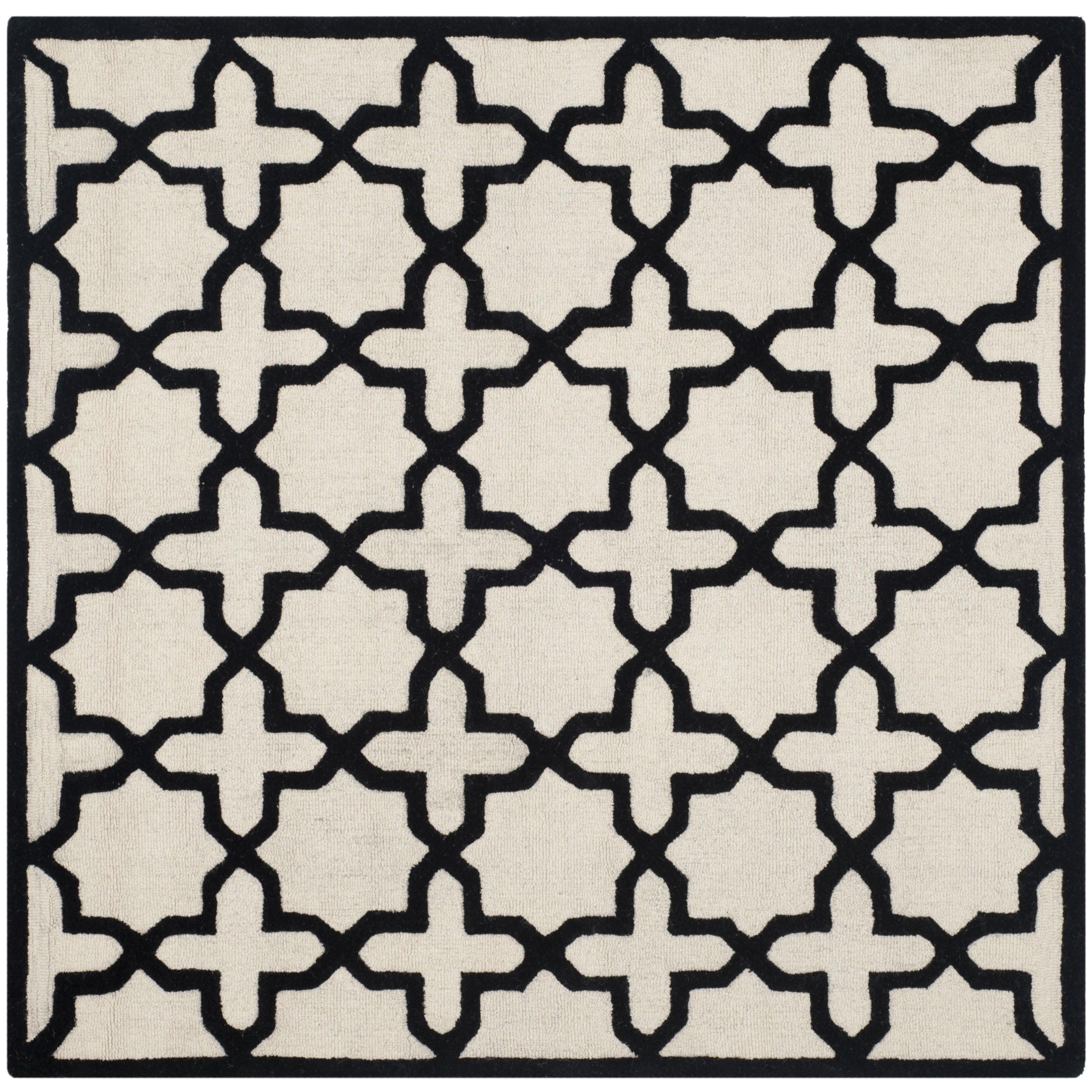 Safavieh Handmade Moroccan Cambridge Ivory/ Black Wool Rug (6 Square)
