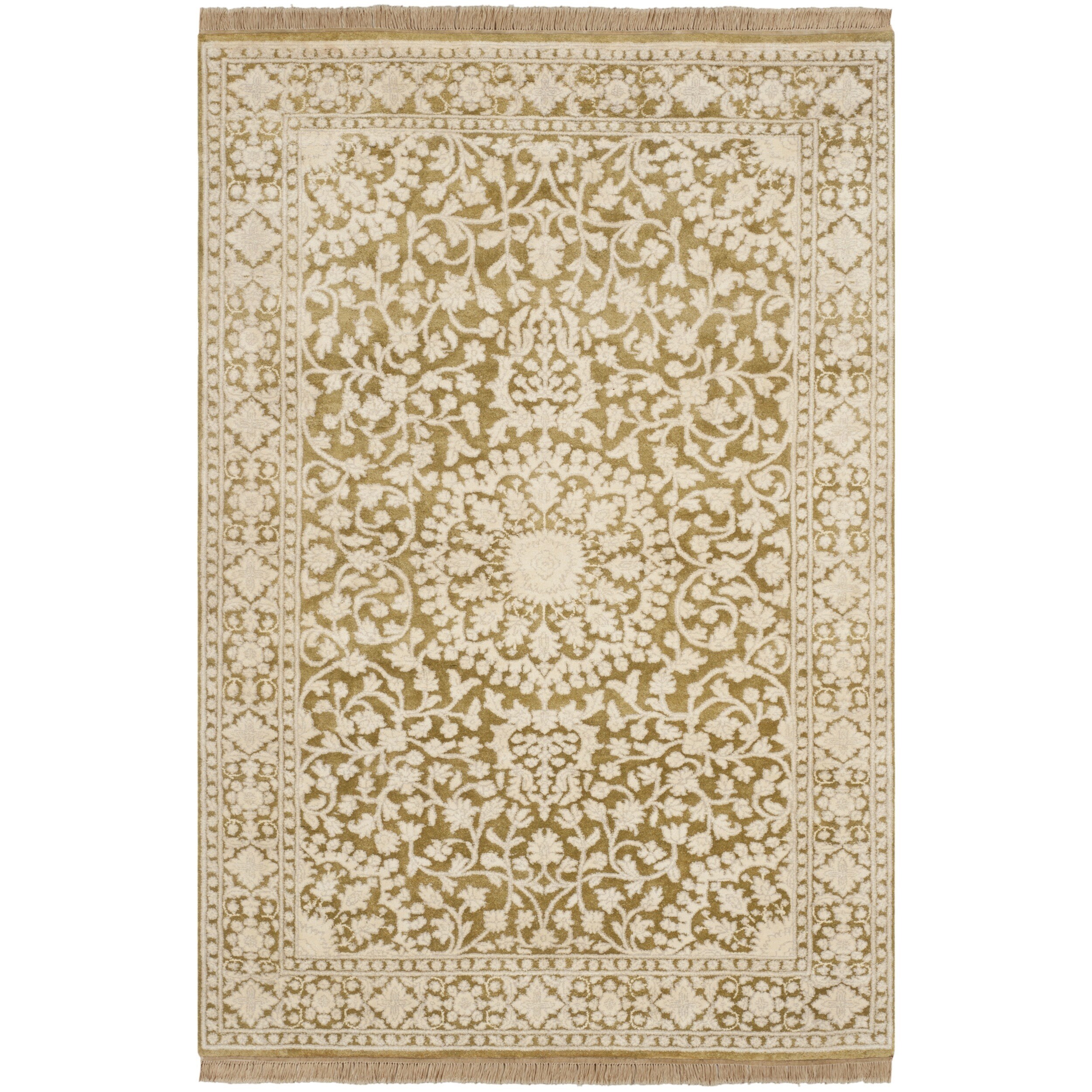 Safavieh Hand knotted Ganges River Ivory/ Green Wool Rug (4 X 6)