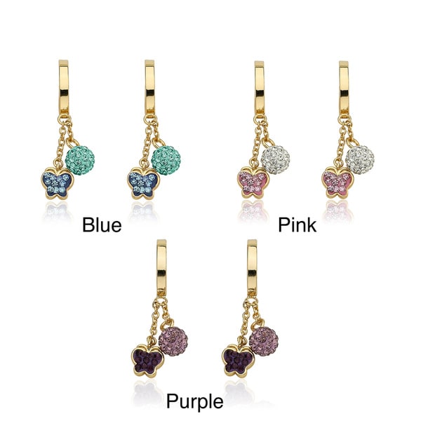Molly Glitz Goldplated Children's Crystal and Enamel Butterfly Earrings