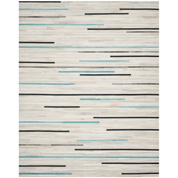 Safavieh Hand-woven Studio Leather Modern Grey Leather Rug - 8' x 10'