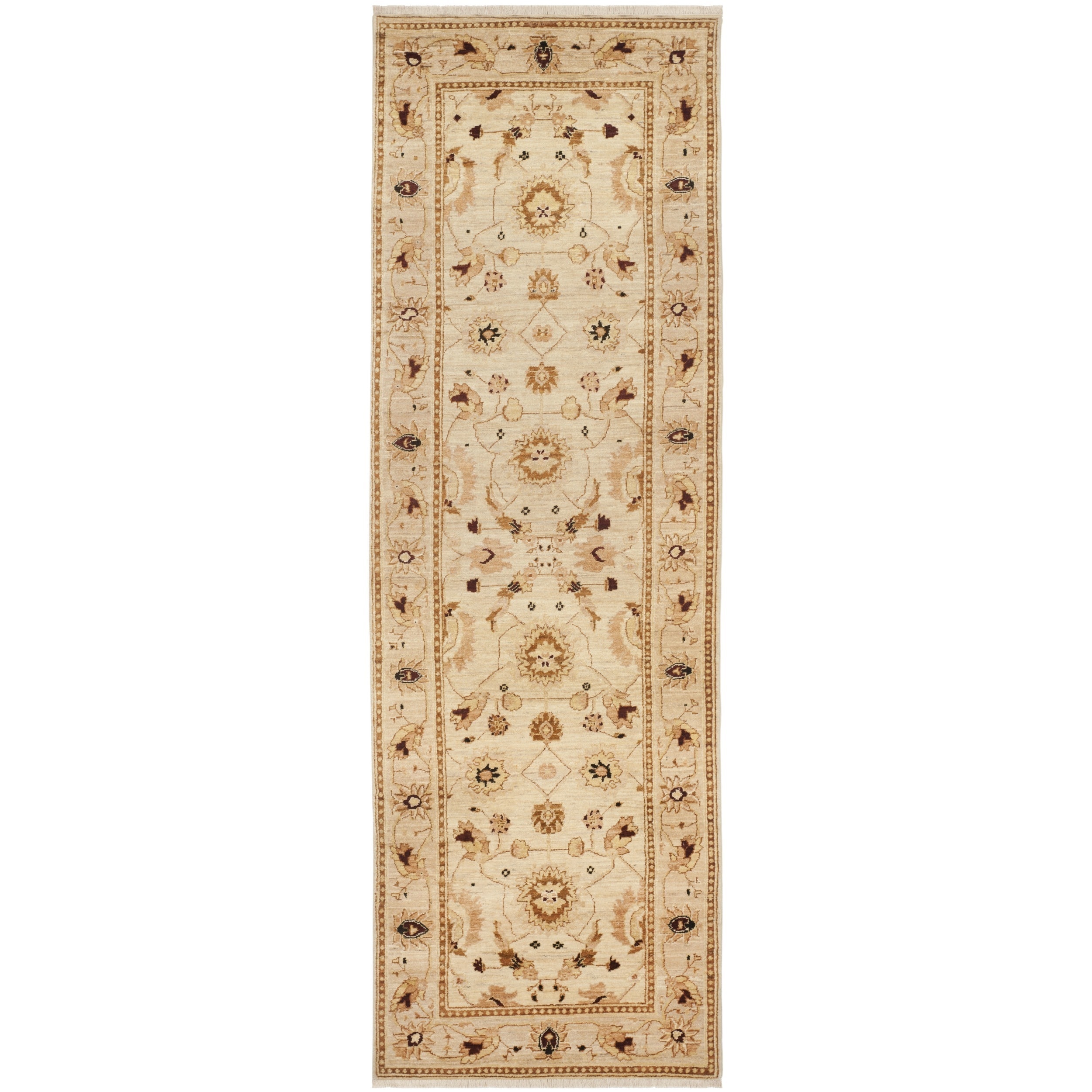 Safavieh Hand knotted Peshawar Vegetable Dye Ivory/ Caramel Wool Rug (3 X 18)