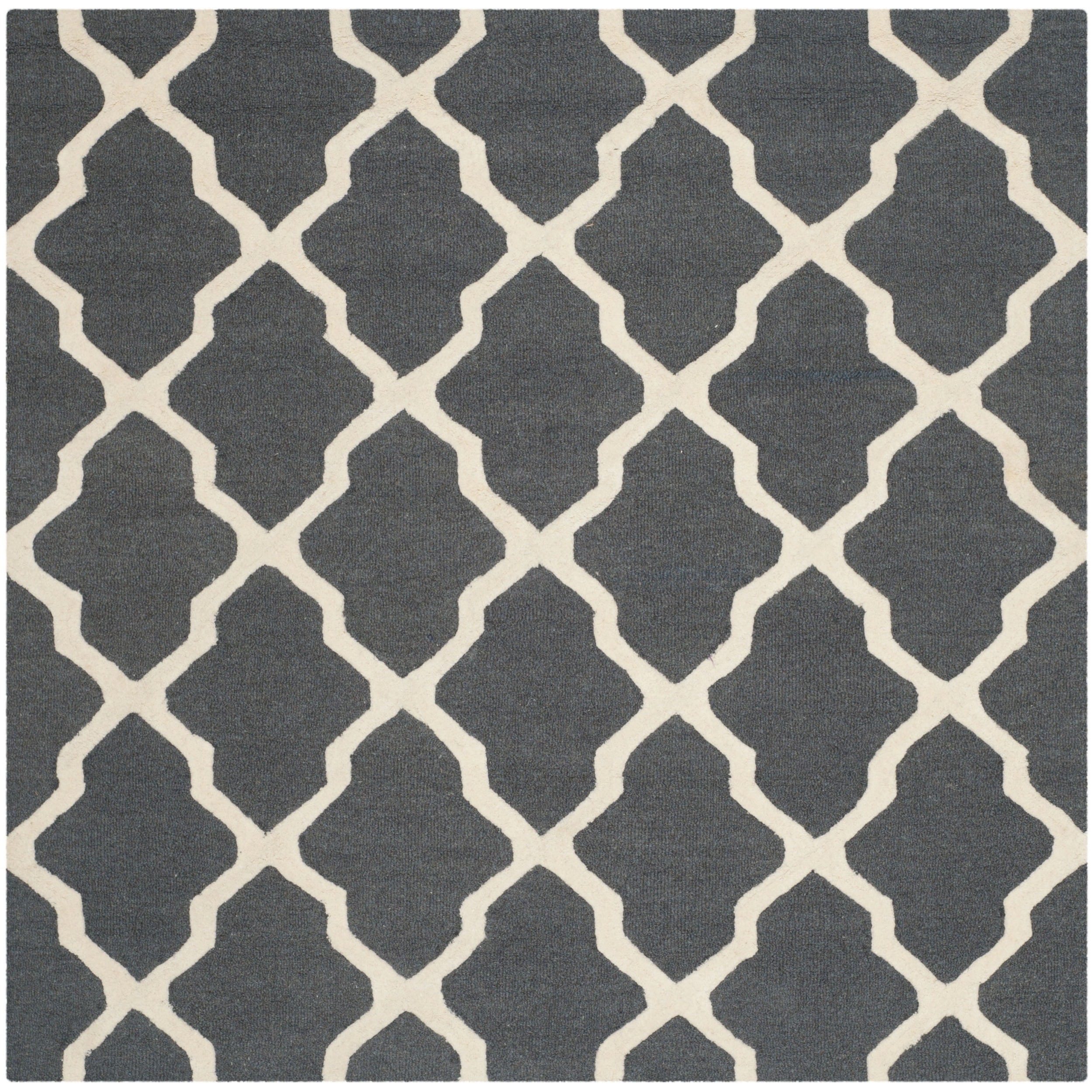 Safavieh Handmade Moroccan Cambridge Dark Grey/ Ivory Wool Rug (6 Square)