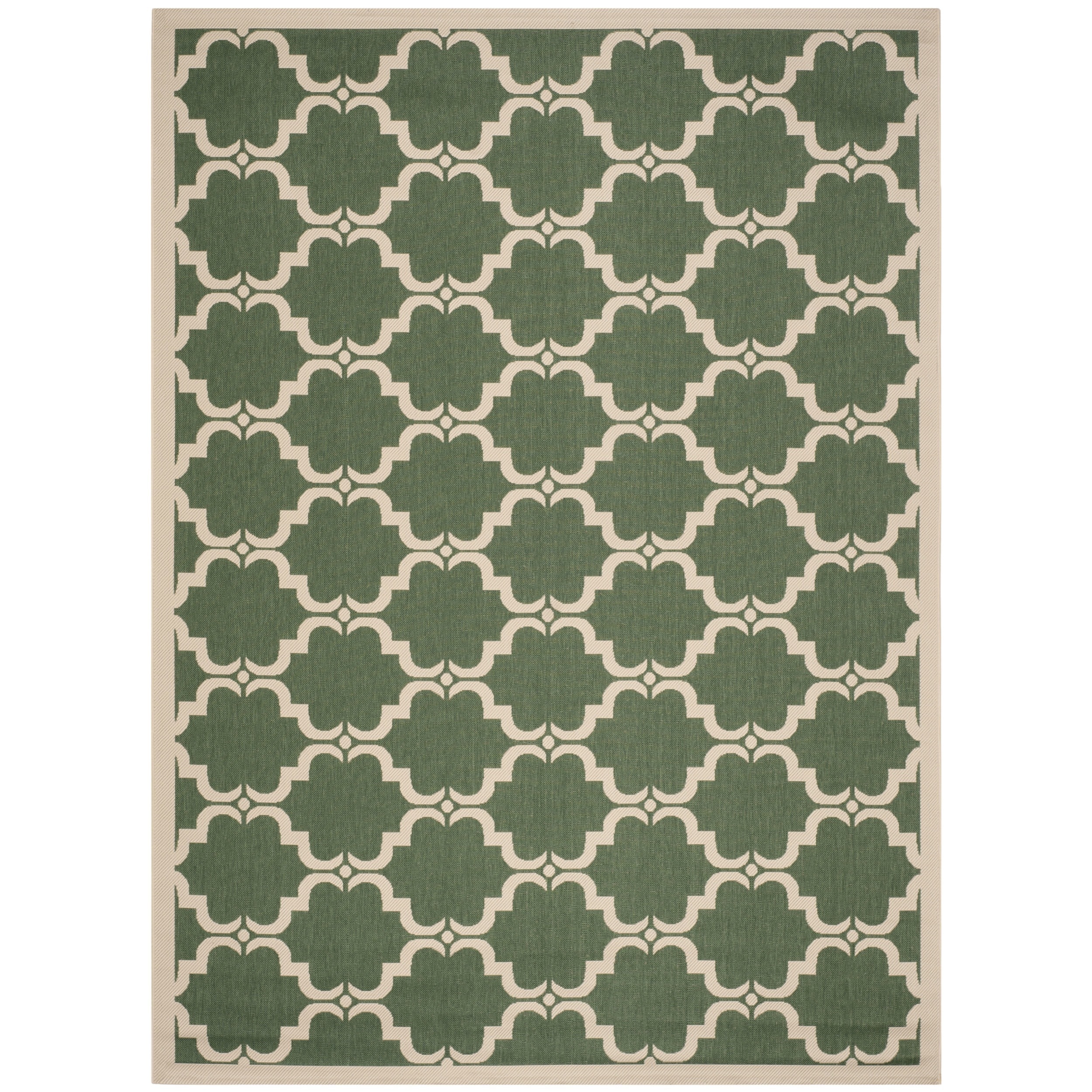 Safavieh Indoor/ Outdoor Moroccan Courtyard Dark Green/ Beige Rug (9 X 12)