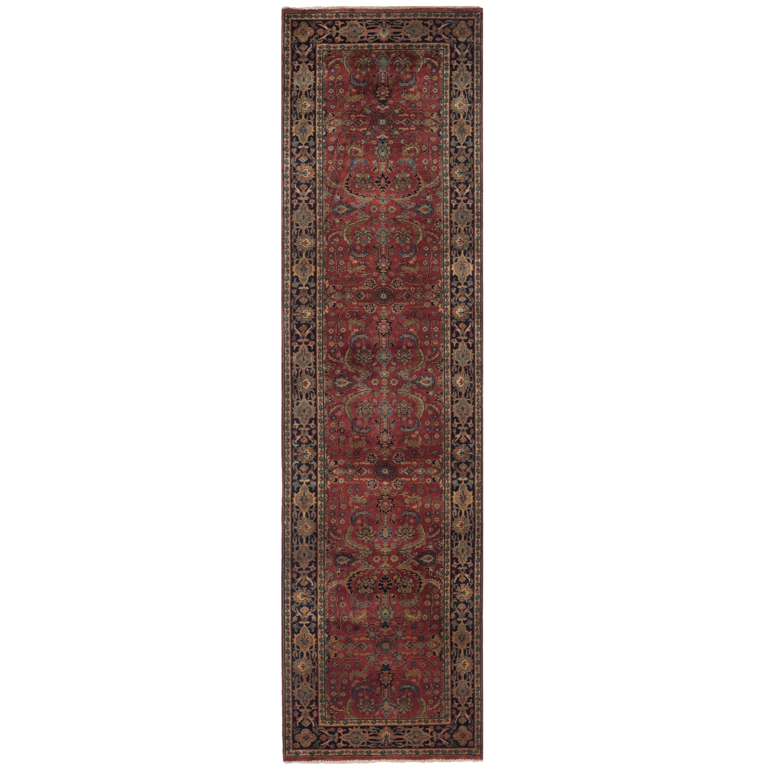 Safavieh Hand knotted Farahan Sarouk Rust/ Navy Wool Rug (29 X 10)