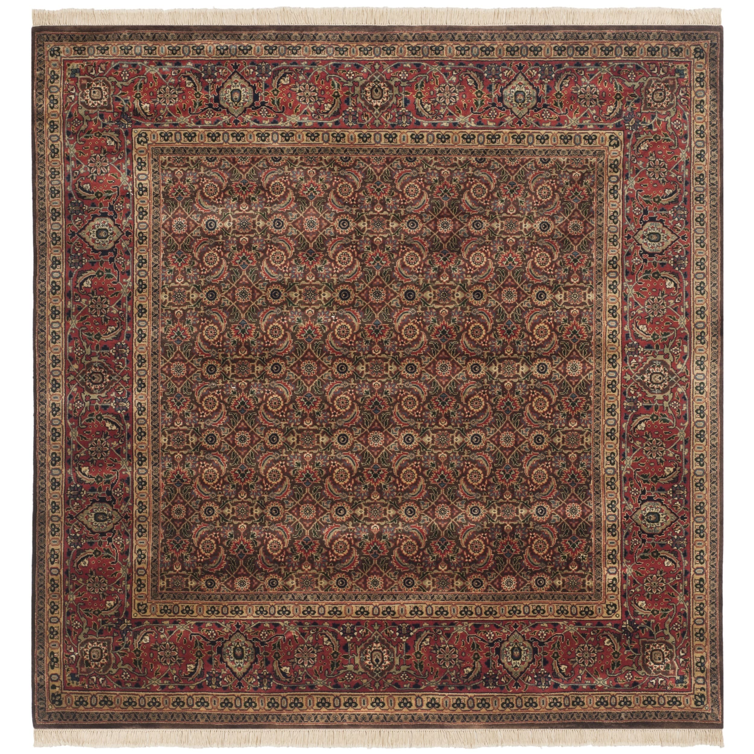 Safavieh Hand knotted Herati Brown/ Rust Wool Rug (8 Round)