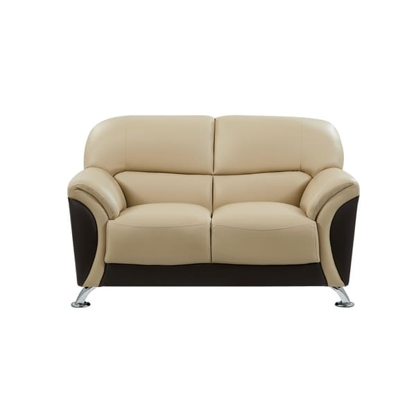 Cappuccino and Chocolate Two-tone PVC Modern Loveseat