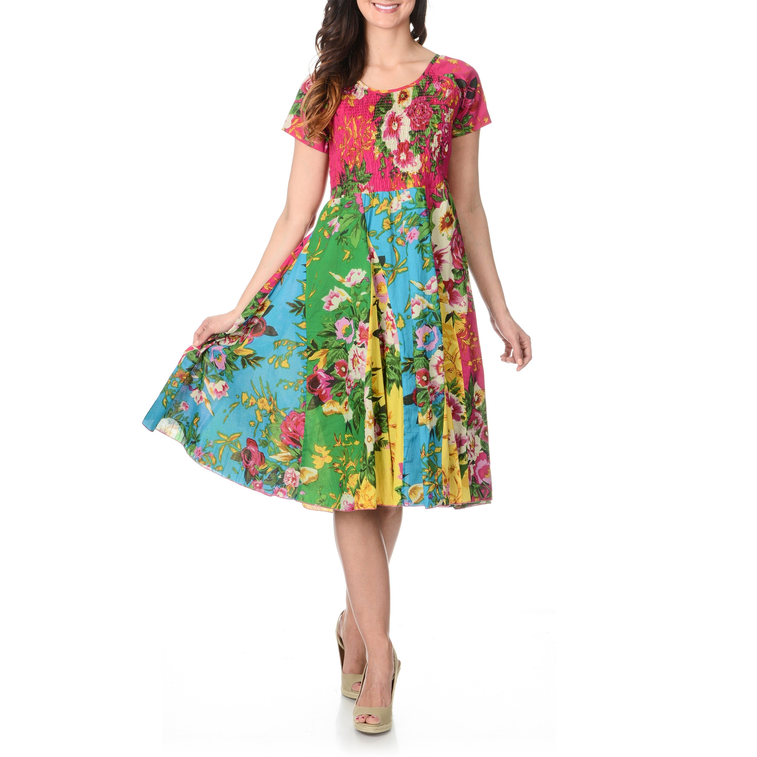 Shop La Cera Women's Multi Floral Puckered Dress - Free Shipping Today ...