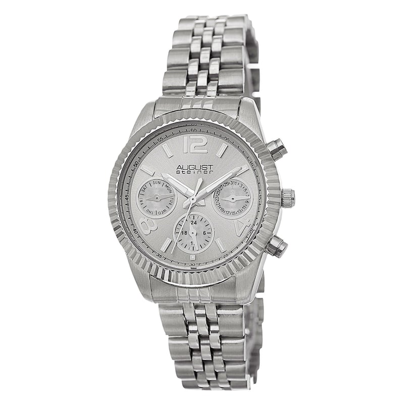 August Steiner Women's Swiss Quartz Multifunction Stainless Steel Silver-Tone Bracelet Watch