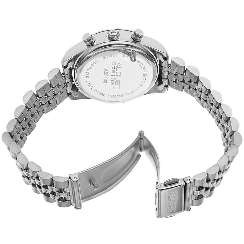 August Steiner Women's Swiss Quartz Multifunction Stainless Steel Silver-Tone Bracelet Watch