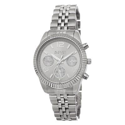 August Steiner Women's Swiss Quartz Multifunction Stainless Steel Silver-Tone Bracelet Watch