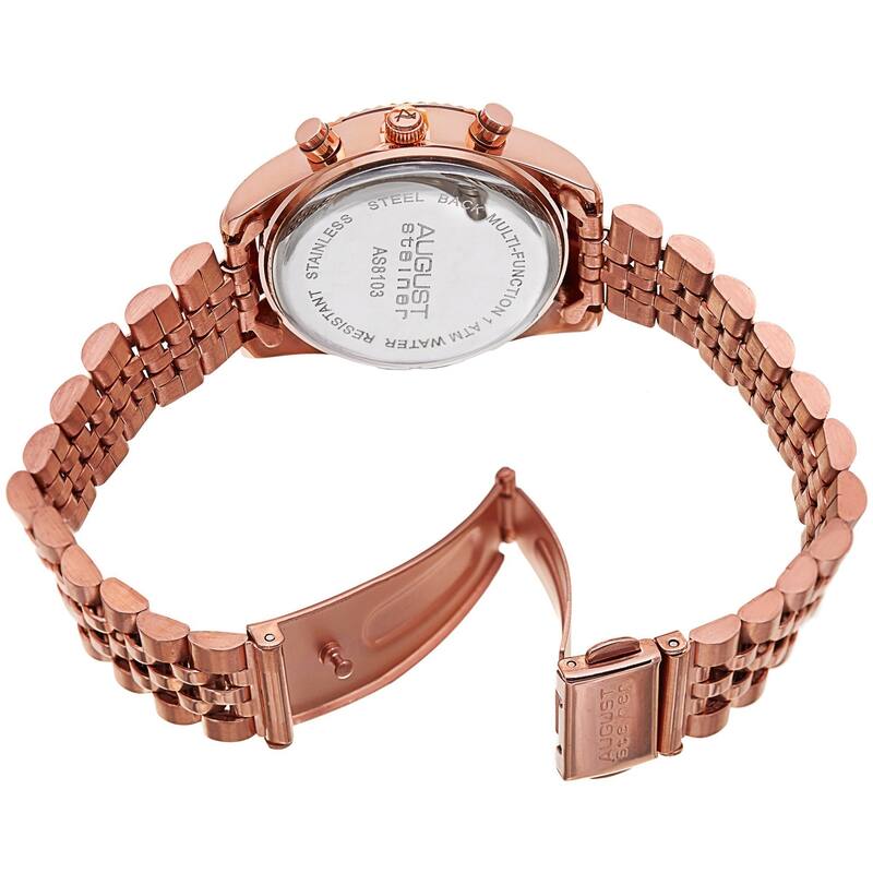 August Steiner Women's Swiss Quartz Multifunction Stainless Steel Rose-Tone Bracelet Watch