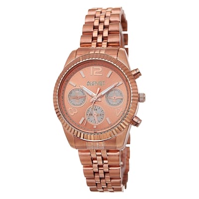 August Steiner Women's Swiss Quartz Multifunction Stainless Steel Rose-Tone Bracelet Watch