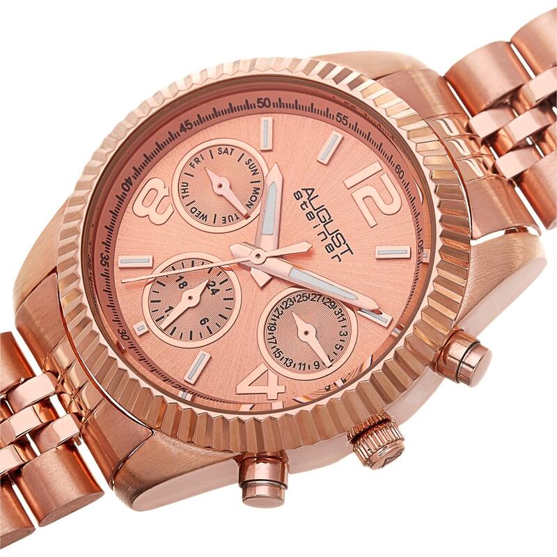 August Steiner Women's Swiss Quartz Multifunction Stainless Steel Rose-Tone Bracelet Watch