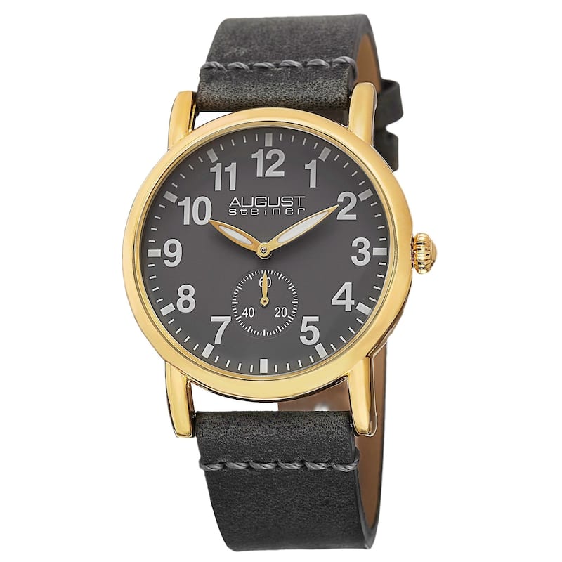 August Steiner Women's Swiss Quartz Leather Gold-Tone Strap Watch