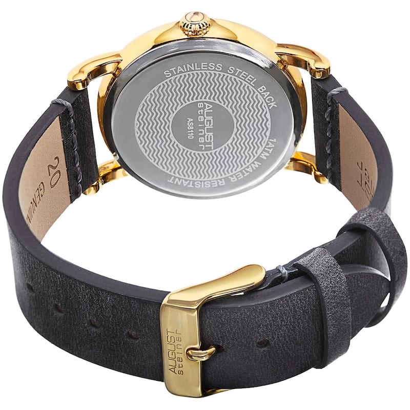 August Steiner Women's Swiss Quartz Leather Gold-Tone Strap Watch