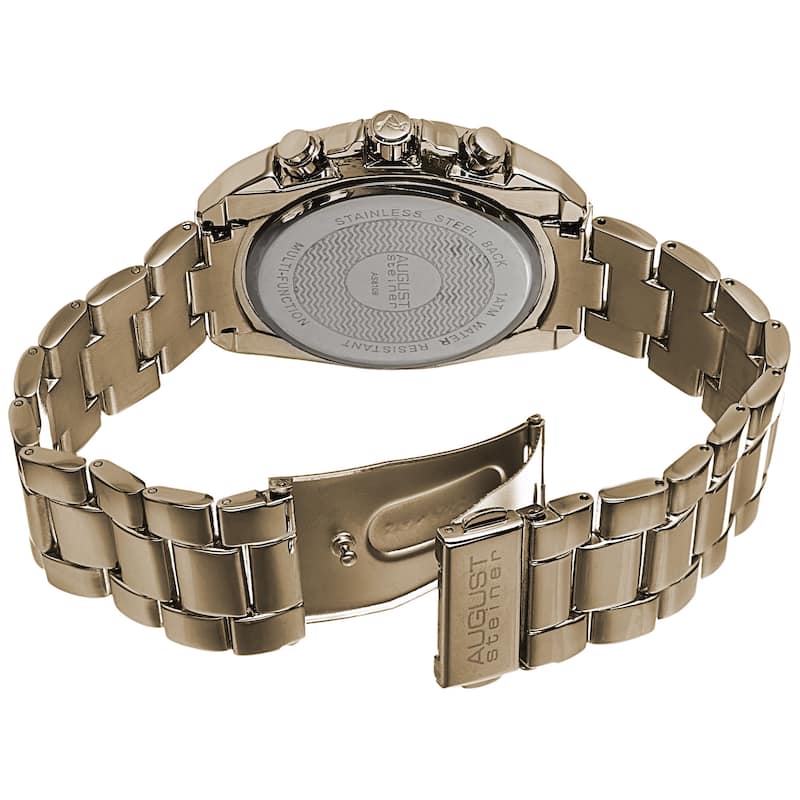 August Steiner Men's Swiss Quartz Multifunction Gold-Tone Bracelet Watch