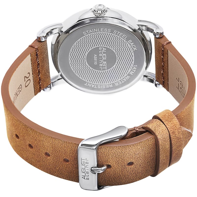 August Steiner Women's Swiss Quartz Leather Brown Strap Watch