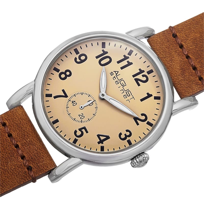 August Steiner Women's Swiss Quartz Leather Brown Strap Watch