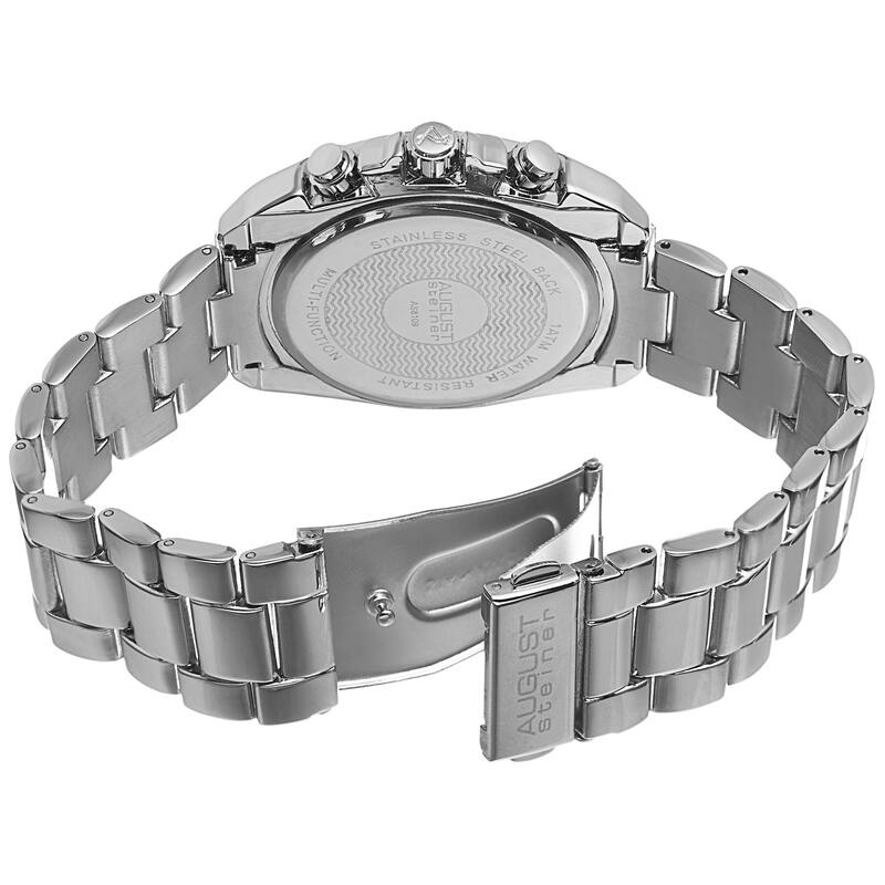 August Steiner Men's Swiss Quartz Multifunction Black Bracelet Watch