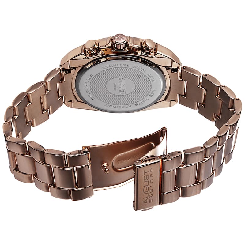 August Steiner Men's Swiss Quartz Multifunction Rose-Tone Bracelet Watch