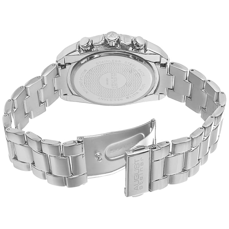 August Steiner Men's Swiss Quartz Multifunction Silver-Tone Bracelet Watch