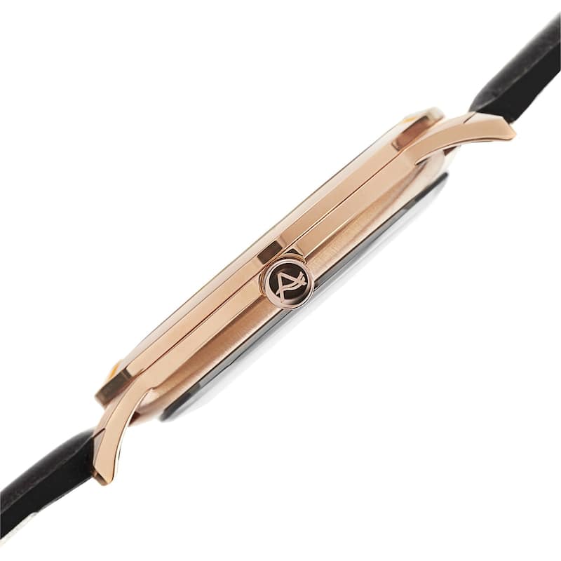 August Steiner Men's Ultra-Thin Swiss Quartz Leather Black Strap Watch