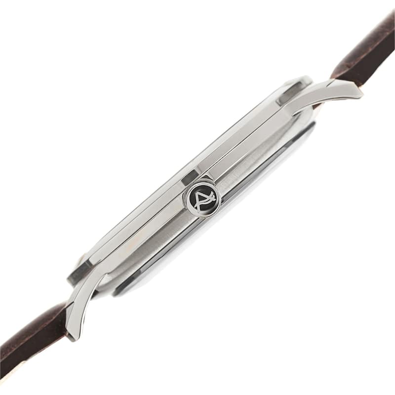 August Steiner Men's Ultra-Thin Swiss Quartz Leather Brown Strap Watch