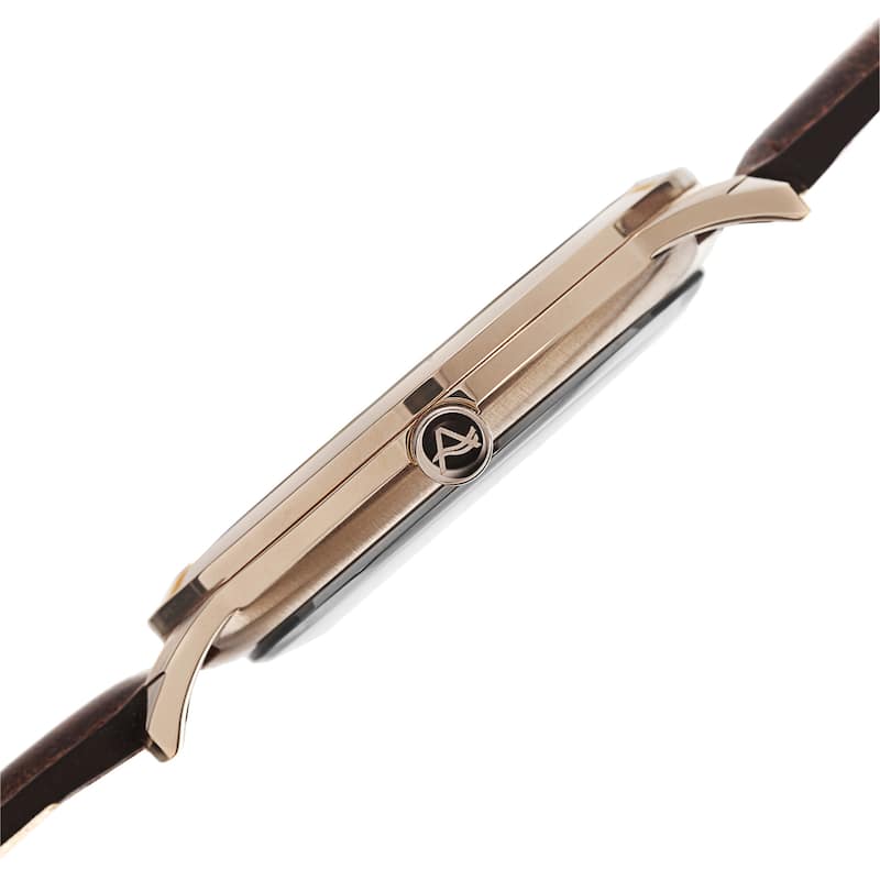 August Steiner Men's Ultra-Thin Swiss Quartz Leather Rose-Tone Strap Watch