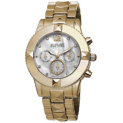 August Steiner Women's Swiss Quartz Crystal Multifunction Gold-Tone Bracelet Watch