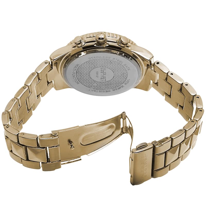 August Steiner Women's Swiss Quartz Crystal Multifunction Gold-Tone Bracelet Watch