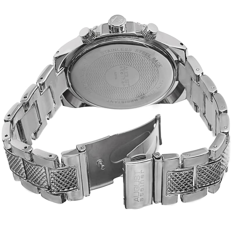 August Steiner Men's Tachymeter Swiss Quartz Chronograph Silver-Tone Bracelet Watch