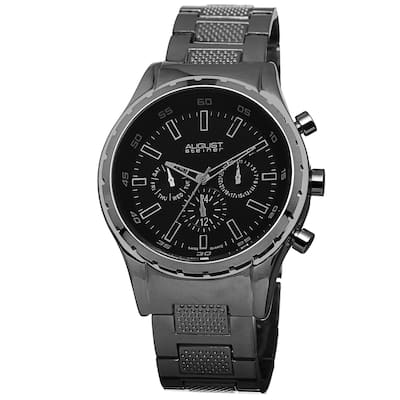 August Steiner Men's Swiss Quartz Multifunction Black Bracelet Watch