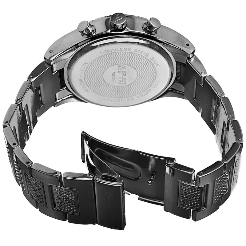 August Steiner Men's Swiss Quartz Multifunction Black Bracelet Watch