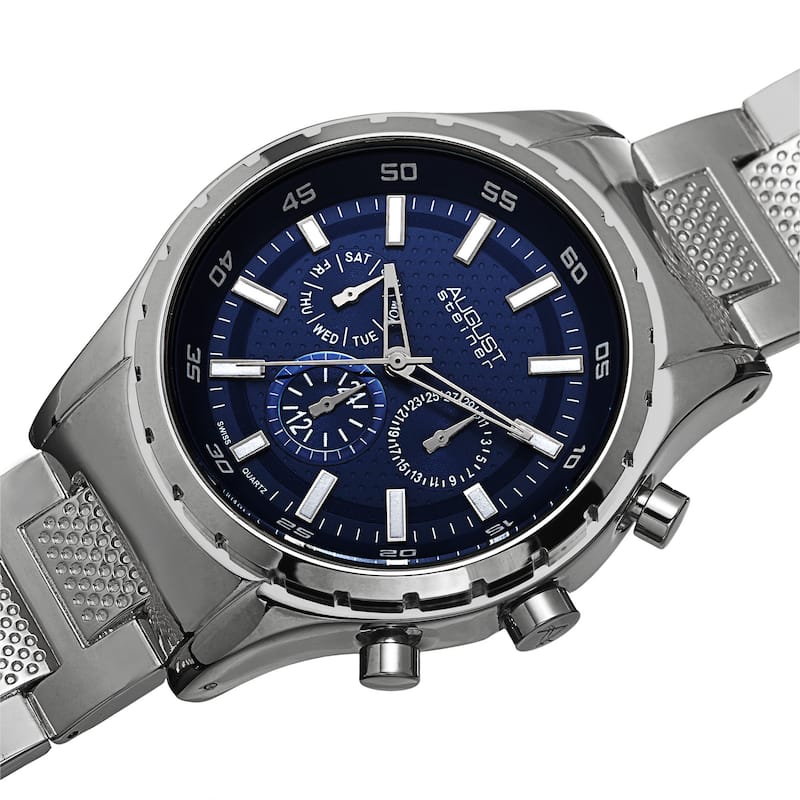 August Steiner Men's Swiss Quartz Multifunction Blue Bracelet Watch