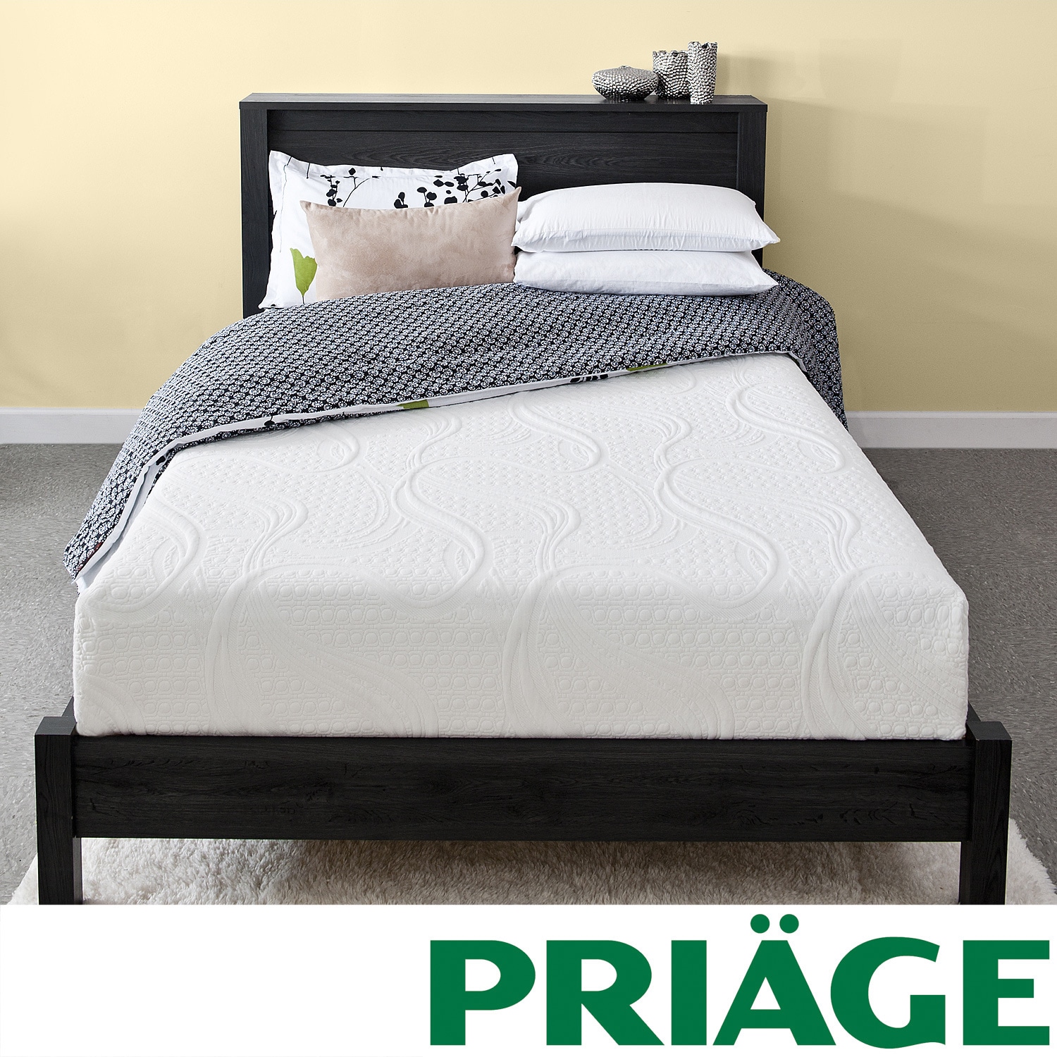 Priage Green Tea 8 inch Twin Xl size Memory Foam Mattress And Steel Foundation Set