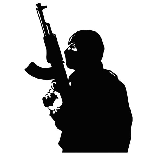 Man with Gun and Balaclava Vinyl Wall Art Decal   16161779  