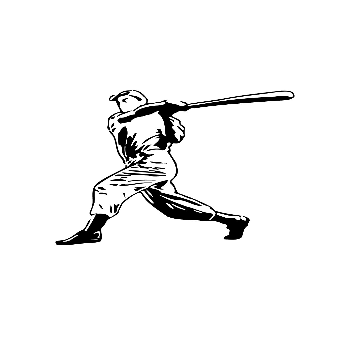 Swinging Baseball Player Game Vinyl Wall Art Decal (BlackEasy to apply with instructions includedDimensions 22 inches wide x 35 inches long )